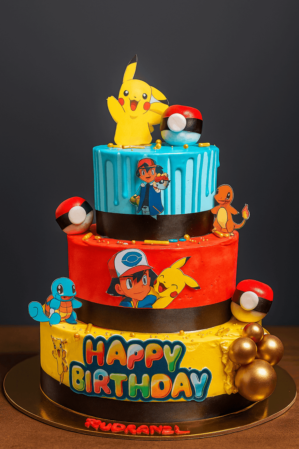 Butterscotch flavour pokemon theme cake - birthday cake by Priastry in Fatepur & Diamond Harbour, West Bengal. A Butterscotch flavored Pokemon themed birthday cake with a beautiful design and a delicious taste.